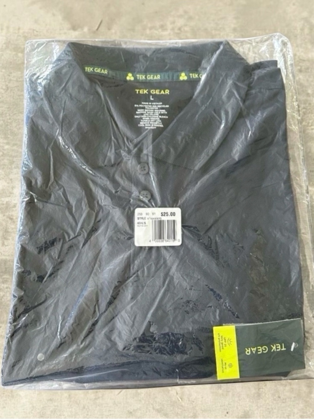 NWT Tek Gear Men’s Navy Polo Shirt Large Dress Blue UPF 25 Mesh